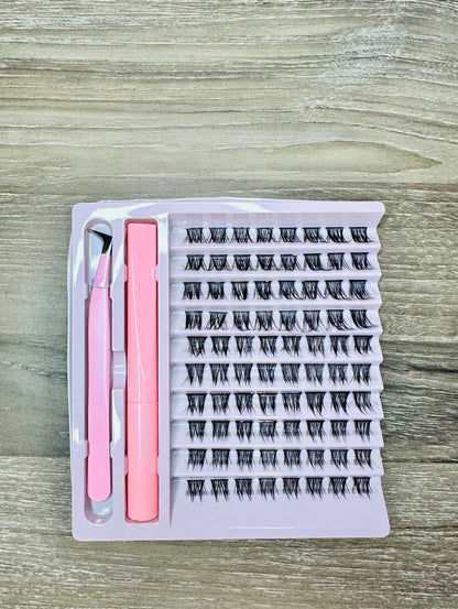 Individual Eyelash Clusters Kit with Bond and Tweezers