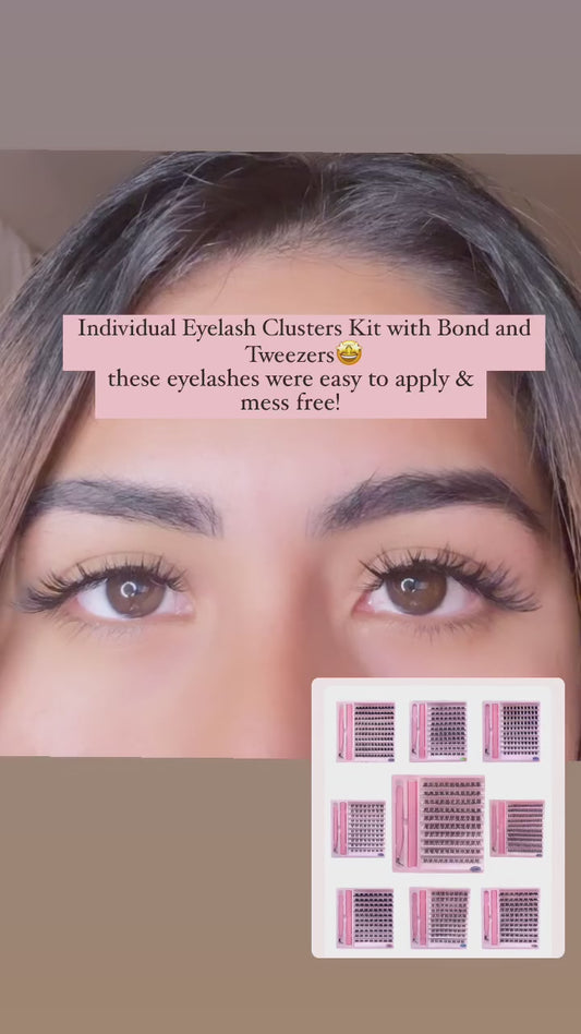 Individual Eyelash Clusters Kit with Bond and Tweezers